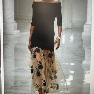 Elegant Black and Cream Maxi Dress